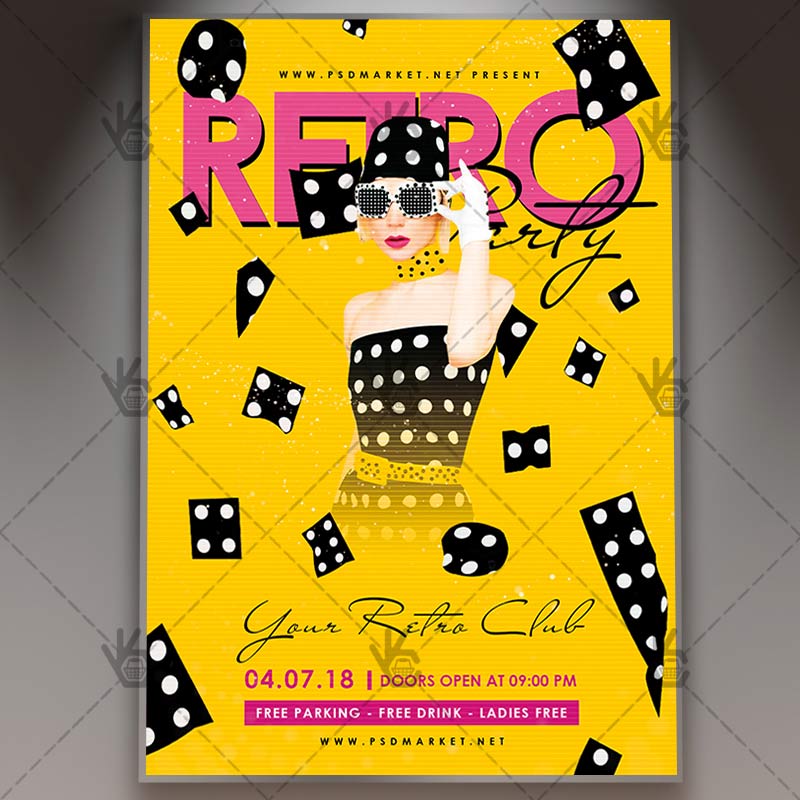 retro party club flyer psd template psdmarket retro party flyer