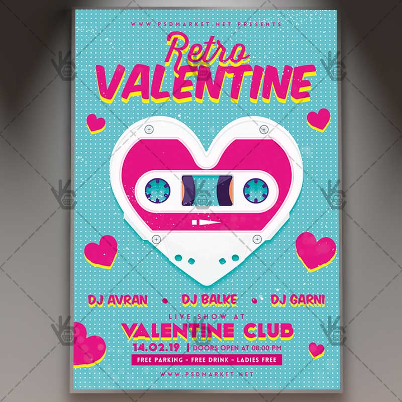 Download Retro Valentine - Club Flyer PSD Template