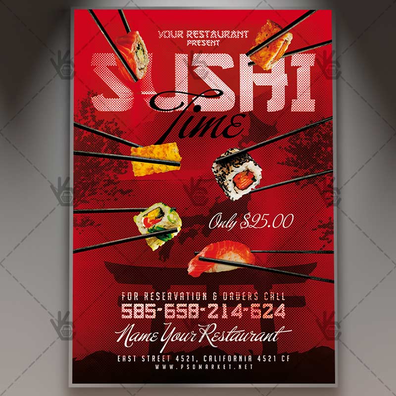 sushi restaurant business flyer psd template psdmarket japanese flyers psd free download
