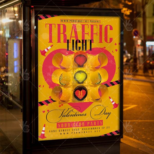 traffic light valentine flyer psd template psdmarket traffic light party flyer template free