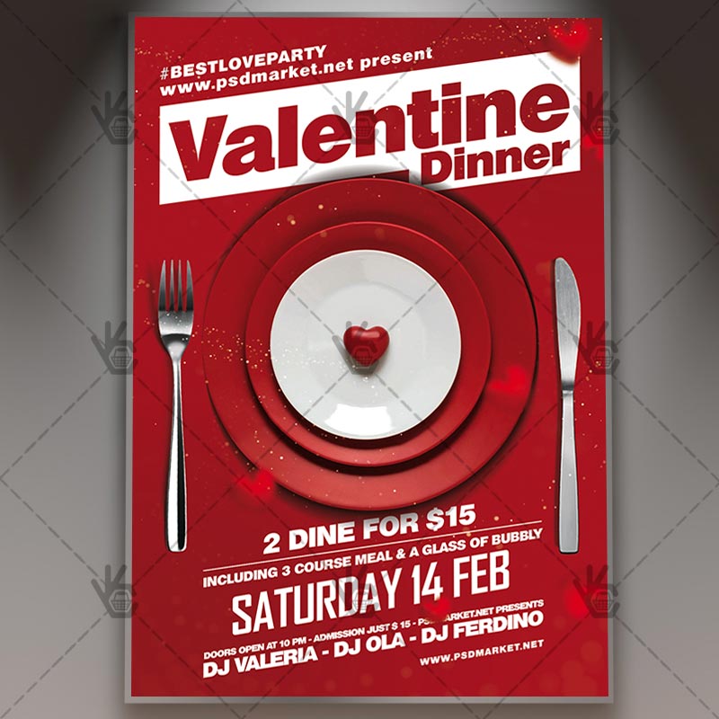 Download Valentine Dinner - Club Flyer PSD Template