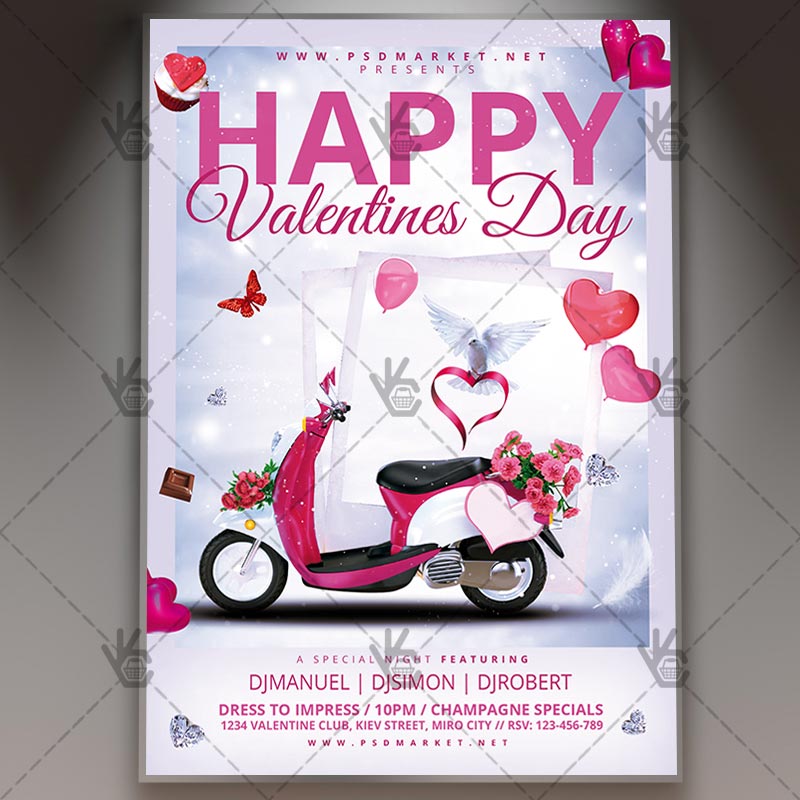 Download Valentines Day Night - Seasonal Flyer PSD Template