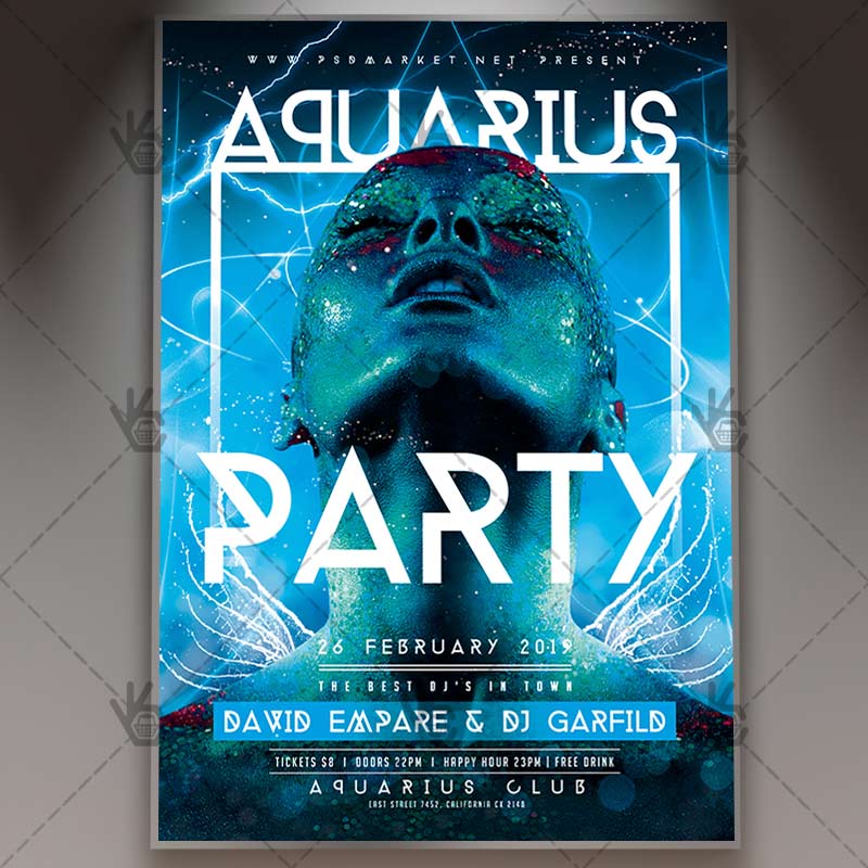 Download Aquarius Party - Club Flyer PSD Template