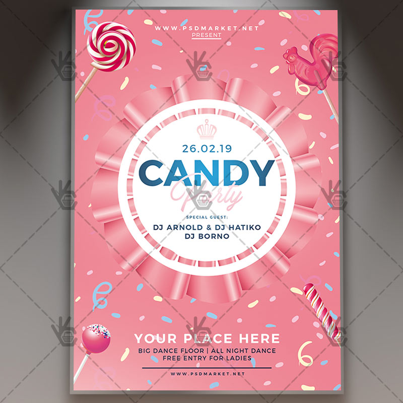 Download Candy Party - Club Flyer PSD Template