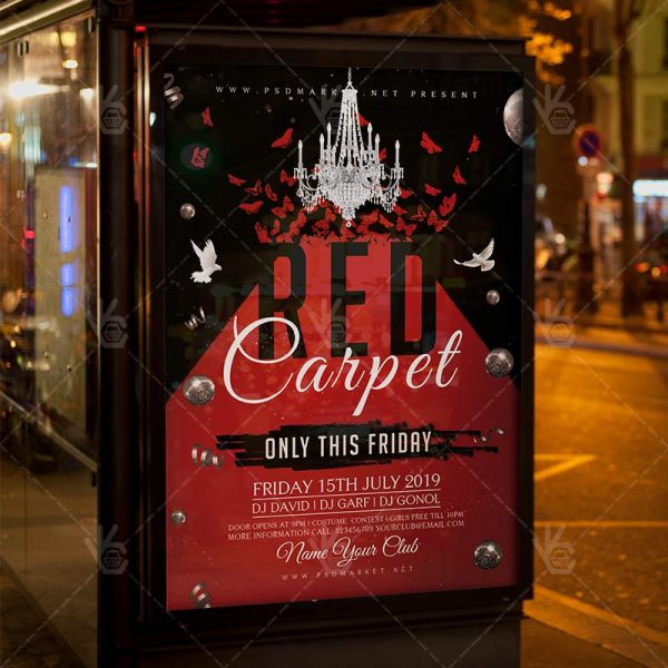 red carpet club flyer psd template psdmarket red club flyer