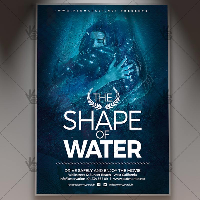 the shape of water club flyer psd template psdmarket