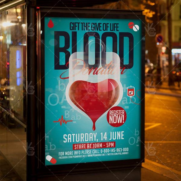 blood donation flyer community psd template psdmarket