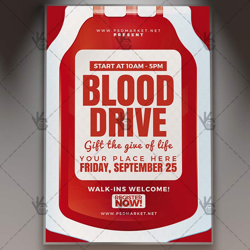 Blood Drive Flyer Community Psd Template Psdmarket