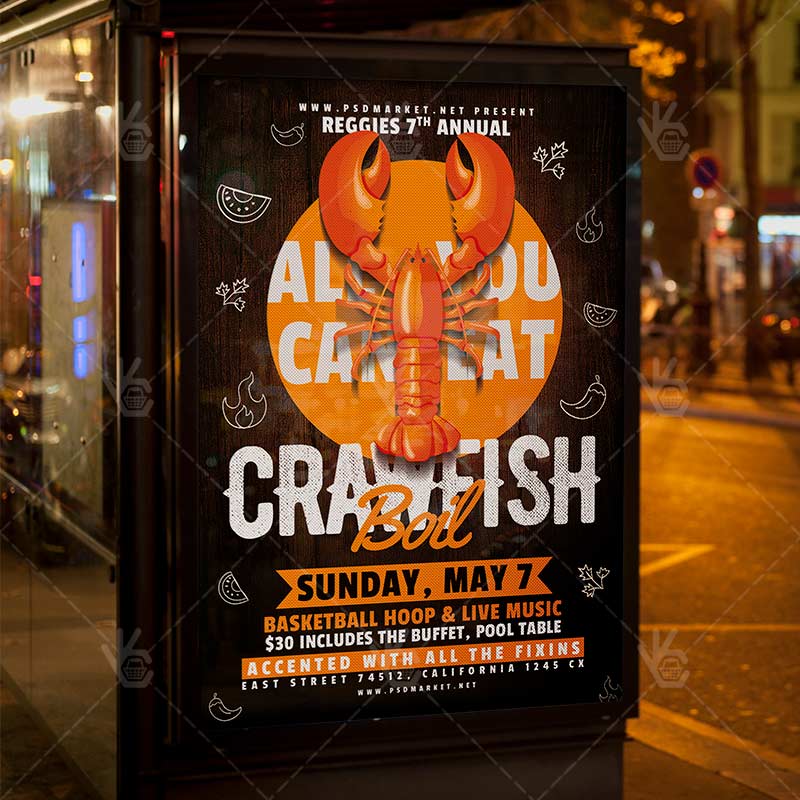 Crawfish Flyer - Business PSD Template | PSDmarket