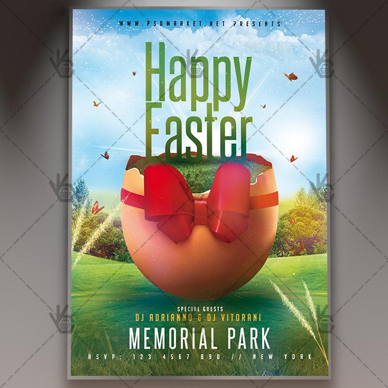 easter egg party flyer spring psd template easter party flyer