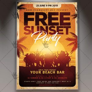 Download Free Sunset Party Flyer - Summer PSD Template