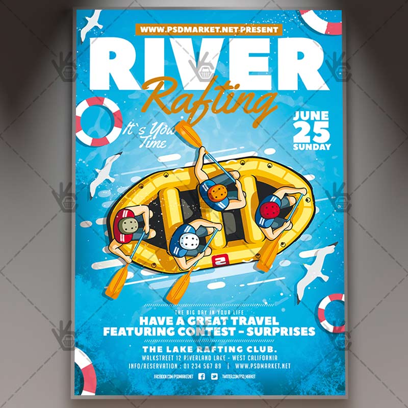Download River Rafting Flyer - Sport PSD Template