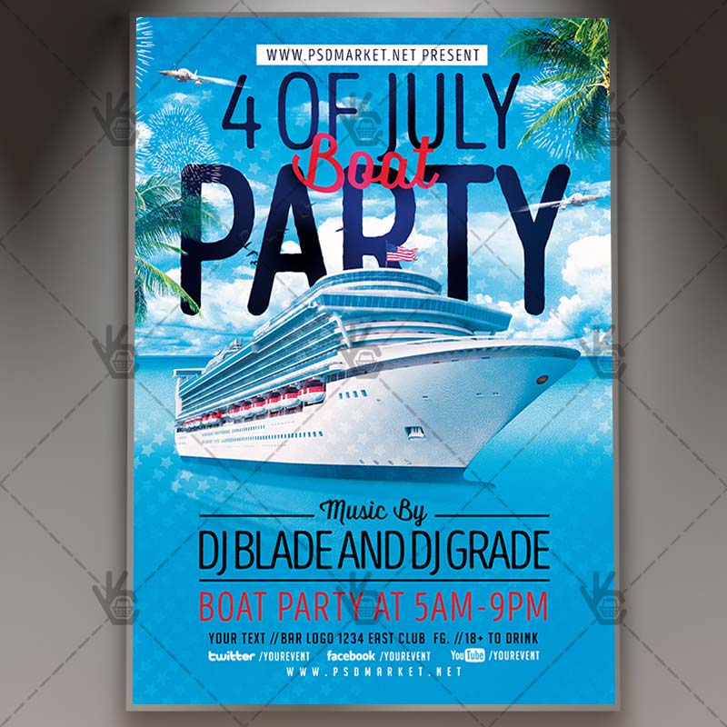 Download 4th of July Boat Party Flyer - PSD Template