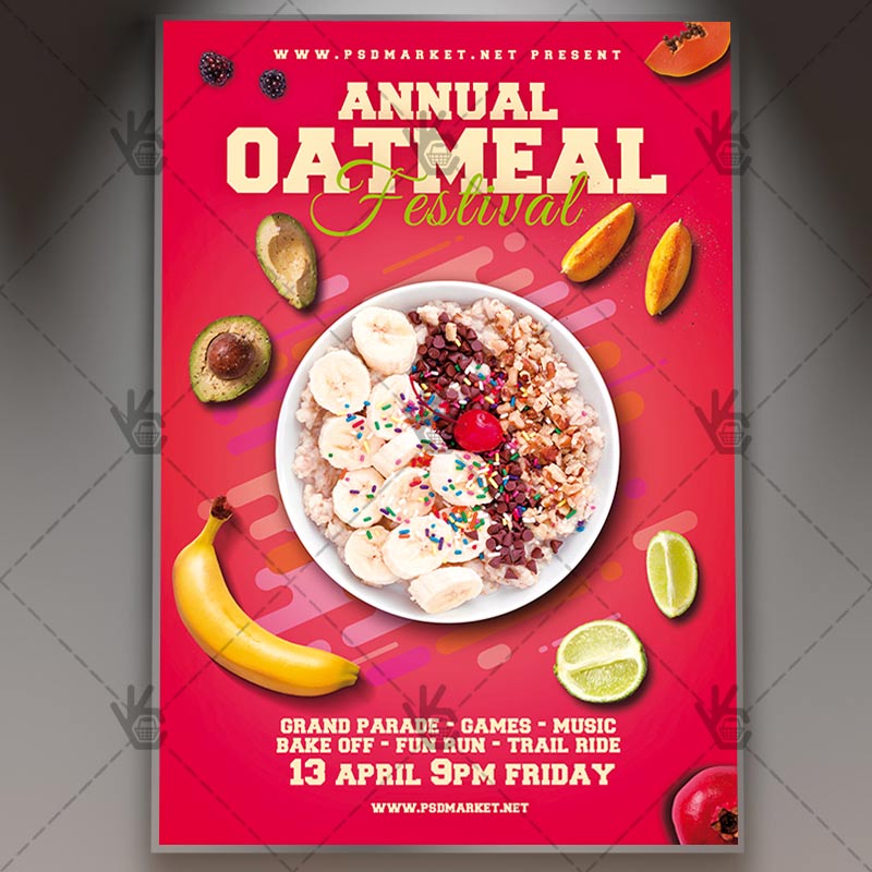Download Oatmeal Festival Flyer - Food PSD Template