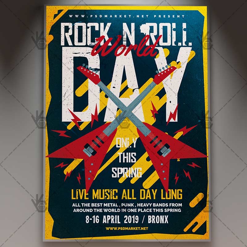 Download World Rock-n-Roll Day Flyer - Rock PSD Template
