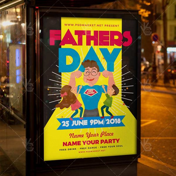 Fathers Day Party Flyer PSD Template