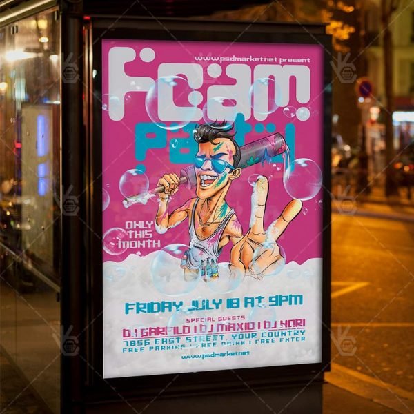 Download Foam Party Flyer PSD Template PSDmarketAfrican Flyer