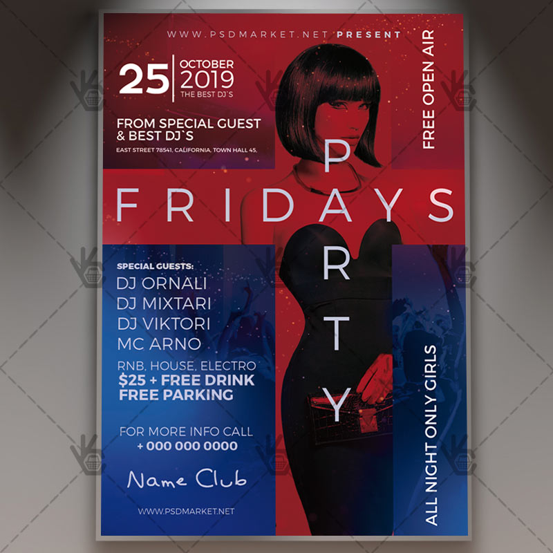 Download Fridays Party Flyer - PSD Template