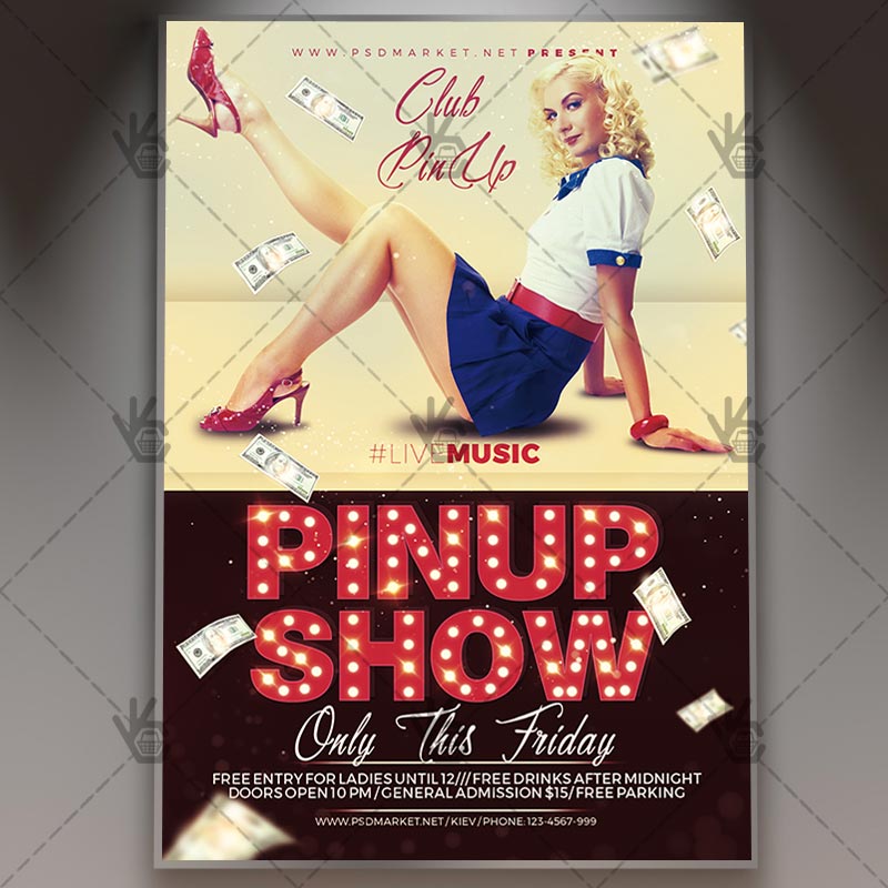 Download Pin Up Show Flyer - PSD Template