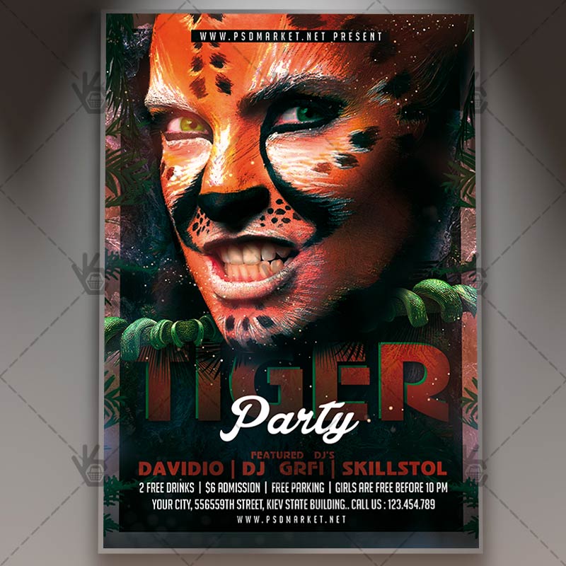 Download Tiger Party Flyer - PSD Template