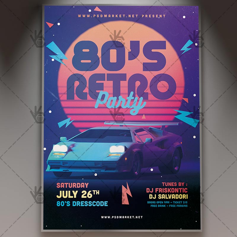 Download 80s Party Flyer - PSD Template