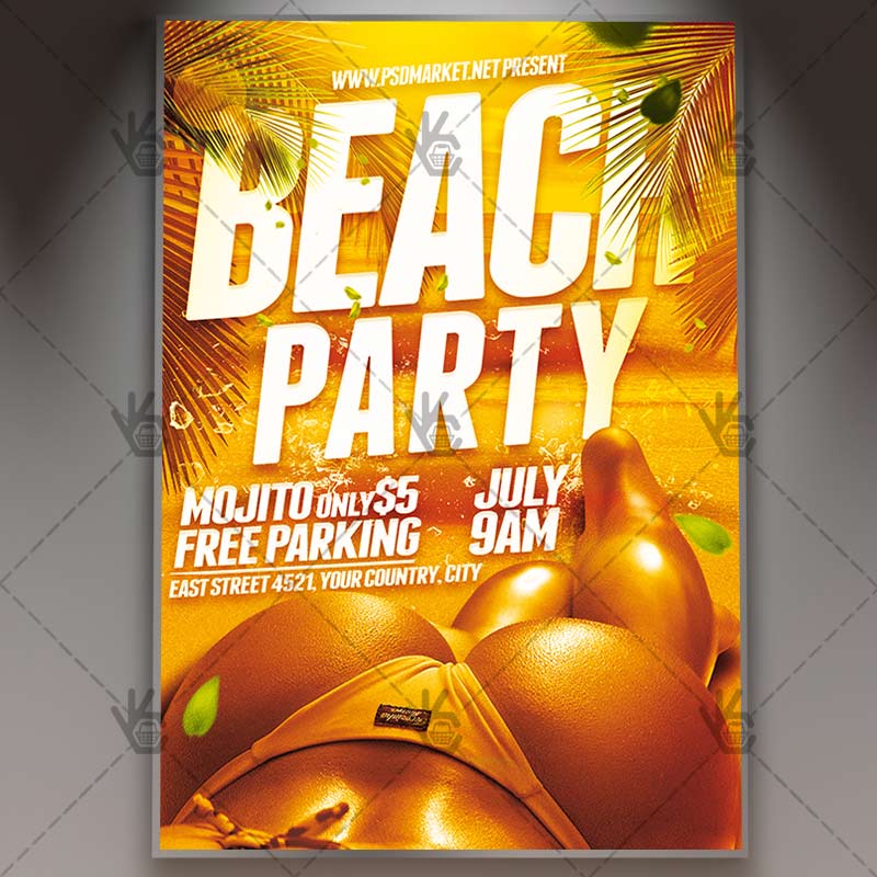 Download Beach Party Flyer - PSD Template