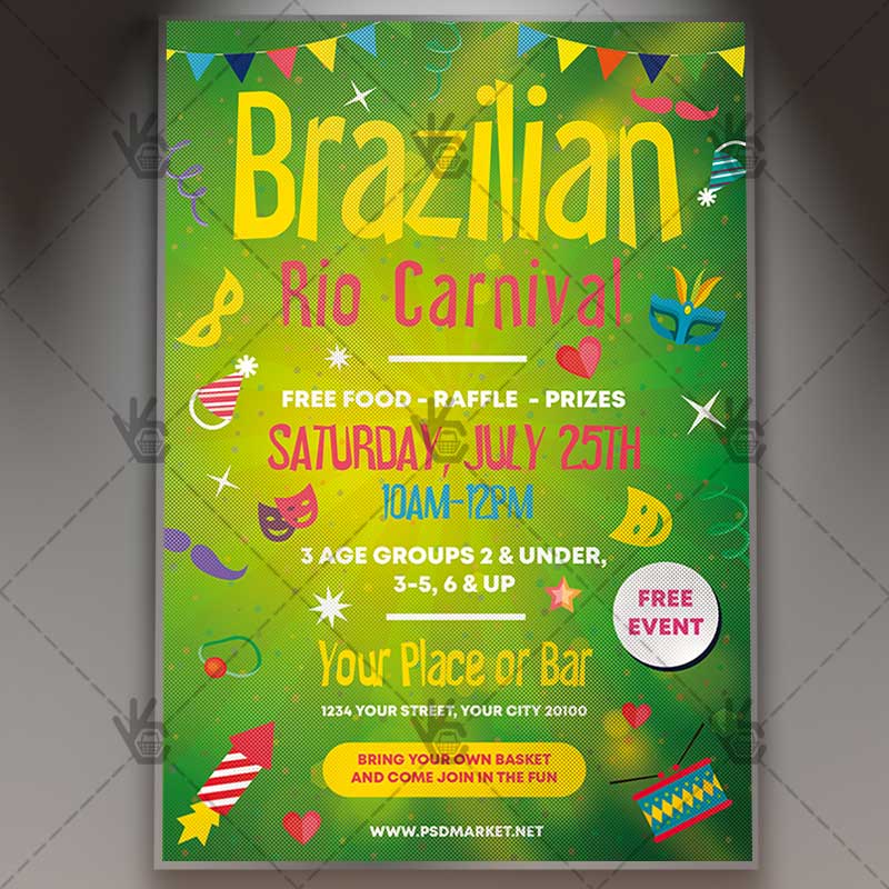 Download Brazilian Carnival Flyer - PSD Template
