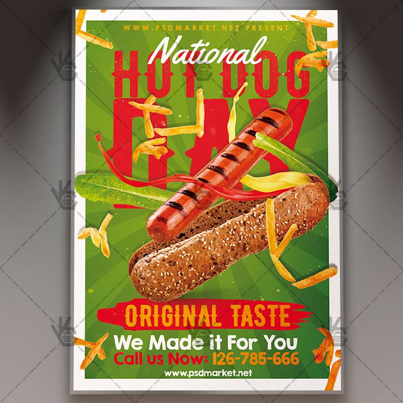 Download National Hot Dog Day Flyer - PSD Template