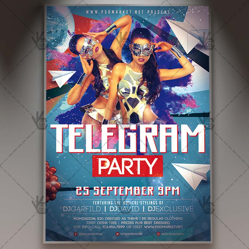 Download Telegram Party Flyer - PSD Template
