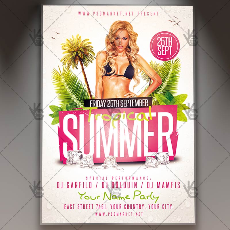 tropical summer flyer psd template summer flyer
