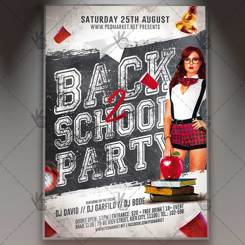 Back 2 School Party Flyer Psd Template Psdmarket Back 2 School Party Flyer Psd Template
