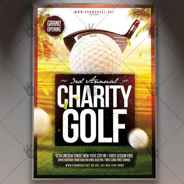 charity golf flyer psd template golf psd