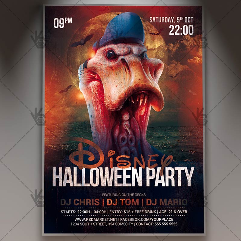 Вщцтдщфв Disney Halloween Flyer - PSD Template