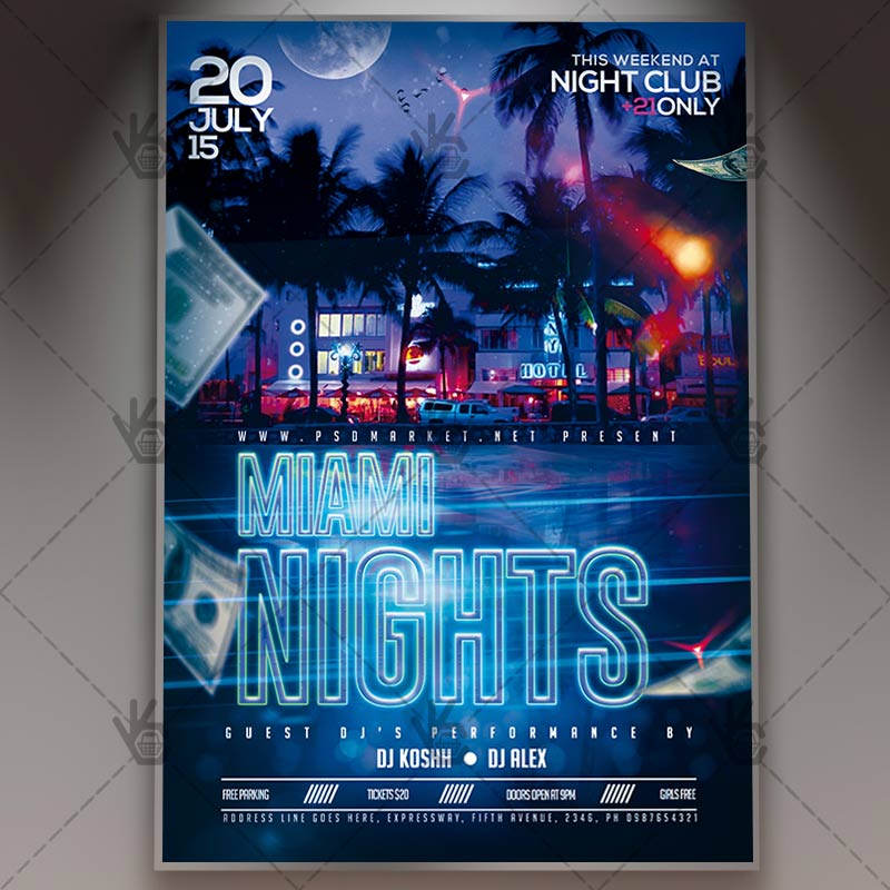 Download Miami Nights Flyer - PSD Template