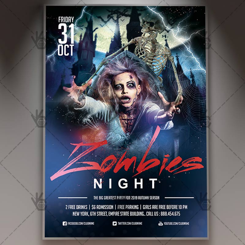 zombie night flyer psd template zombie flyer