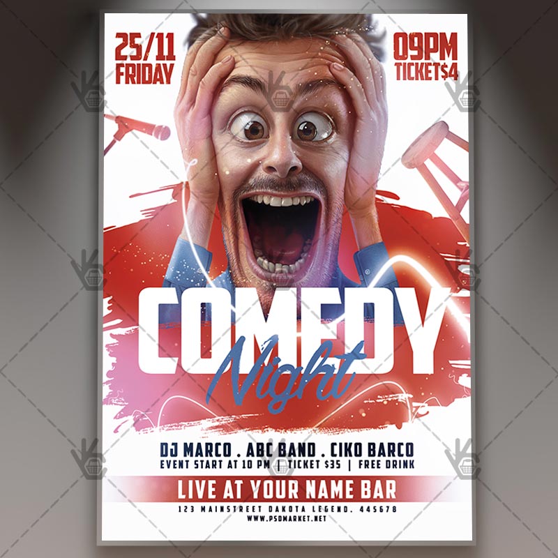 Download Comedy Party Flyer - PSD Template
