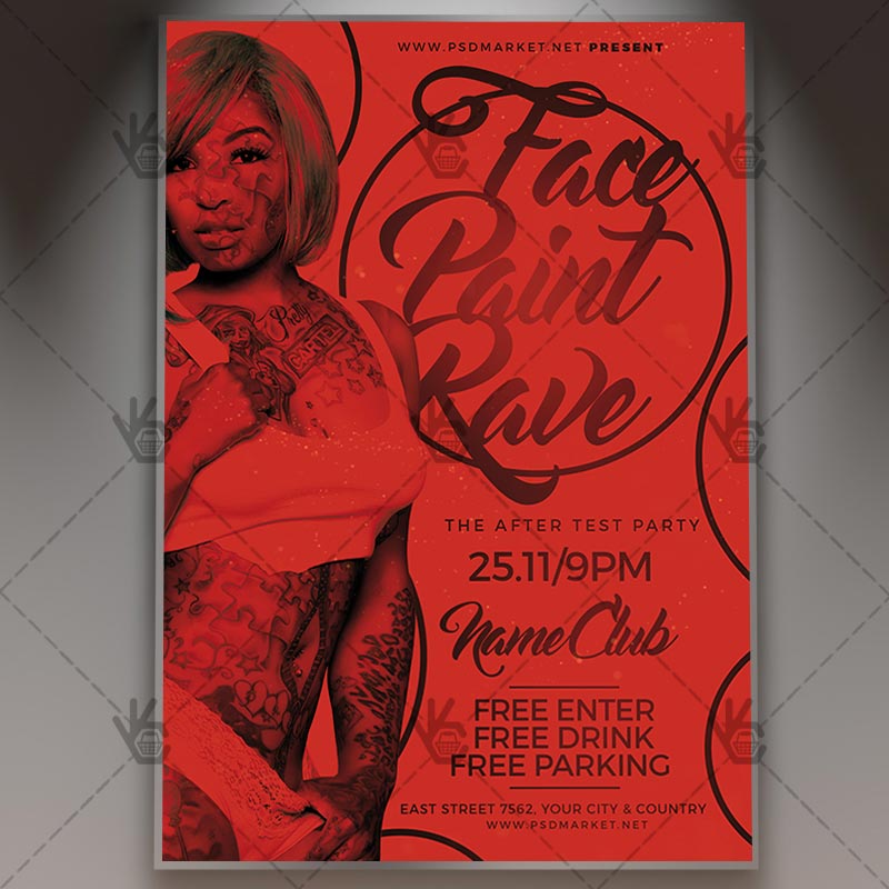 Download Face Paint Rave Flyer - PSD Template