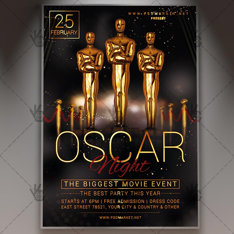 download oscar flyer psd template psdmarket movie flyer psd