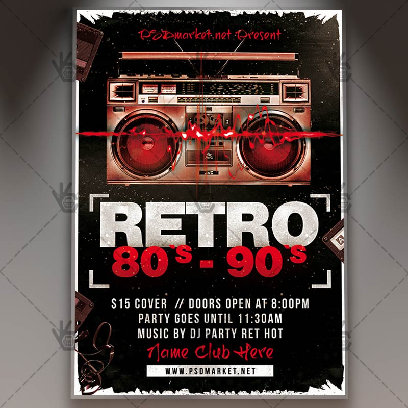 Download Retro 80s 90s Flyer - PSD Template