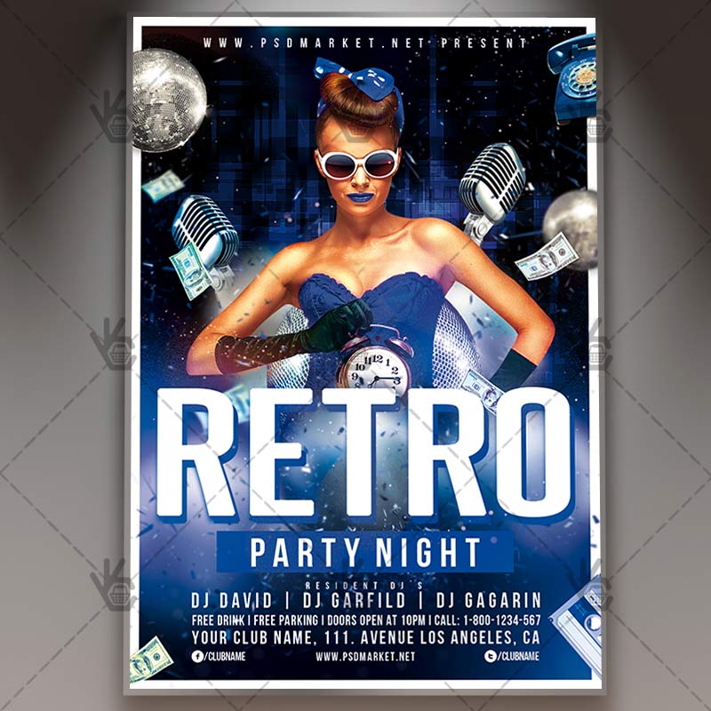 download retro party night flyer psd template psdmarket retro party flyer
