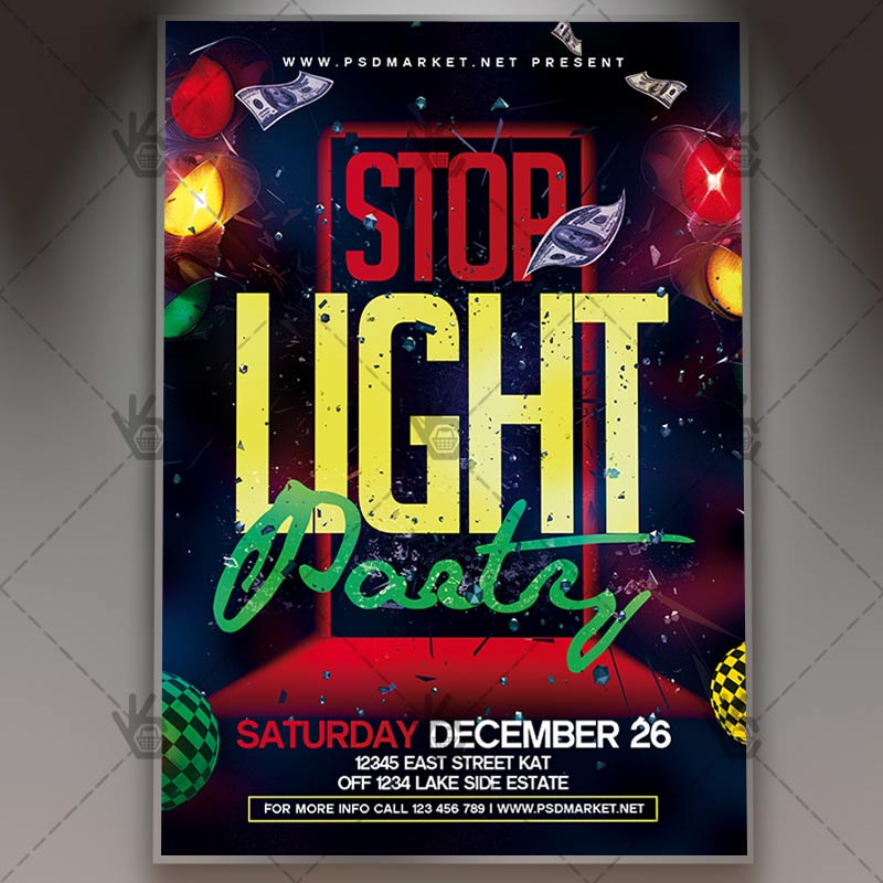 download stop light party flyer psd template psdmarket