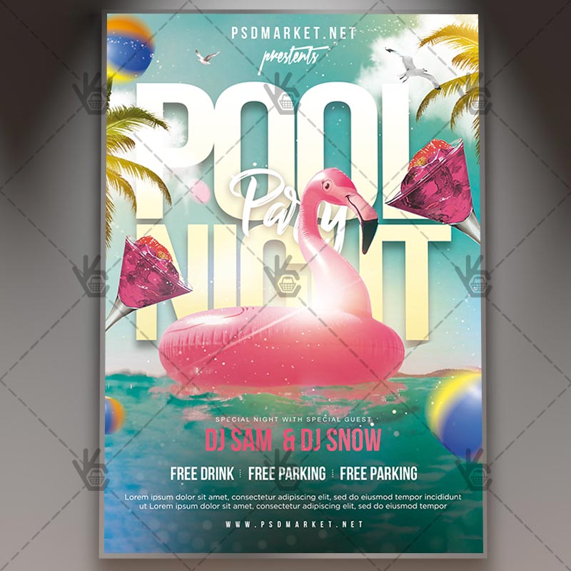 Download Teen Pool Party Flyer - PSD Template