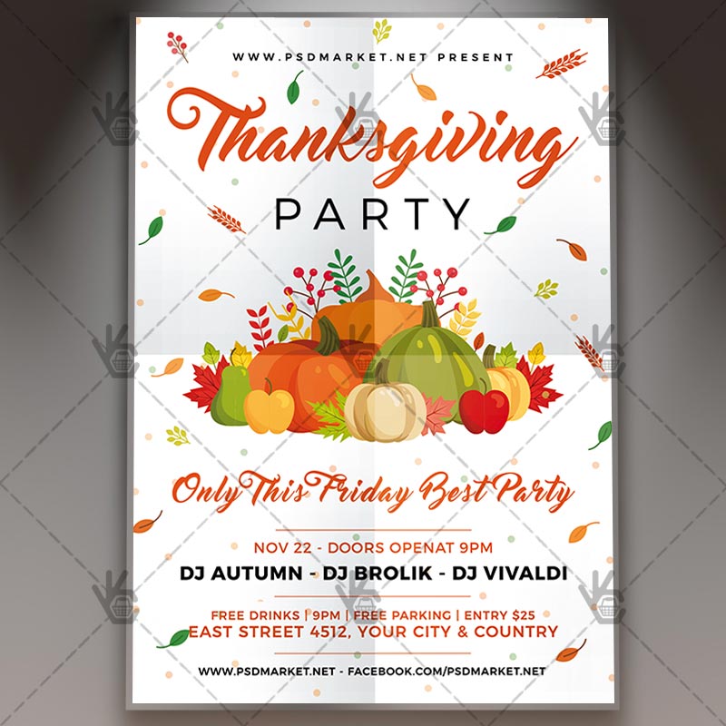 Download Thanksgiving Party Flyer - PSD Template