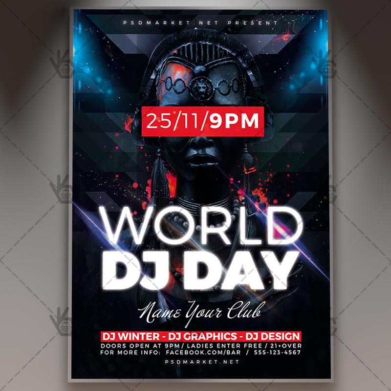 Download World Dj Day Flyer - PSD Template