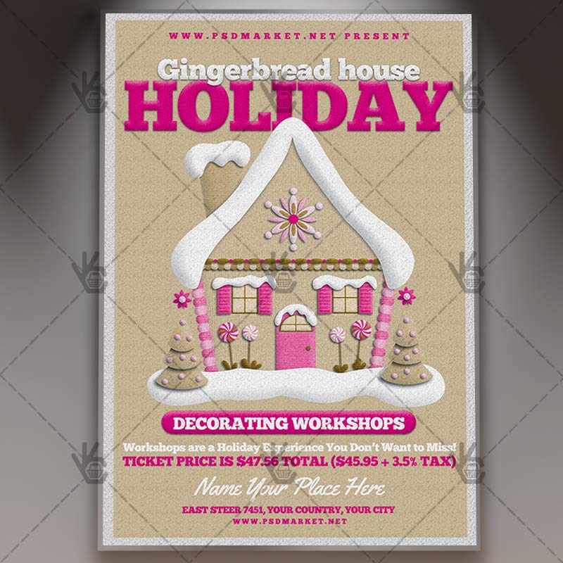 Download Gingerbread House Flyer - PSD Template