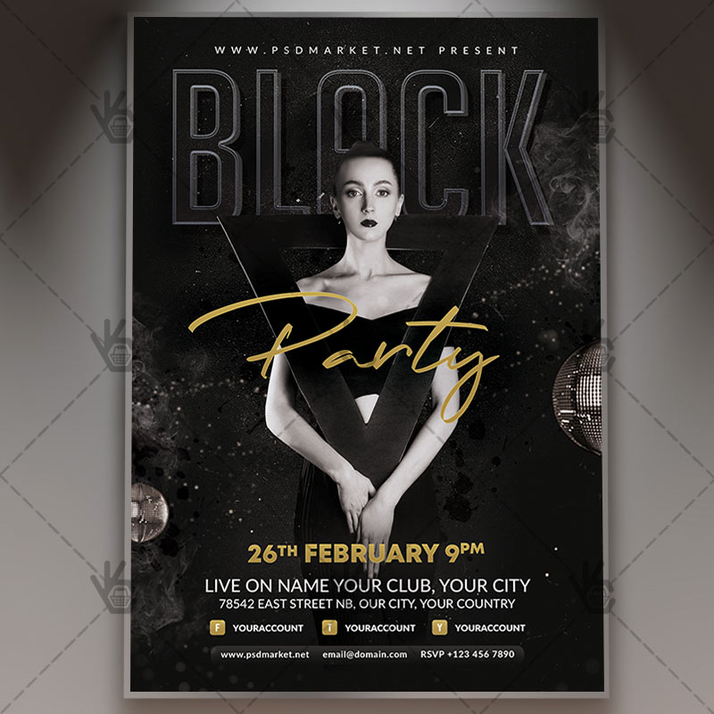 Download Black Night Party Flyer - PSD Template