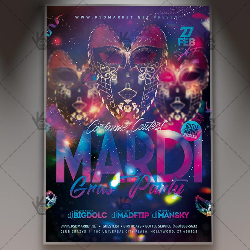 Download Mardi Gras Flyer - PSD Template
