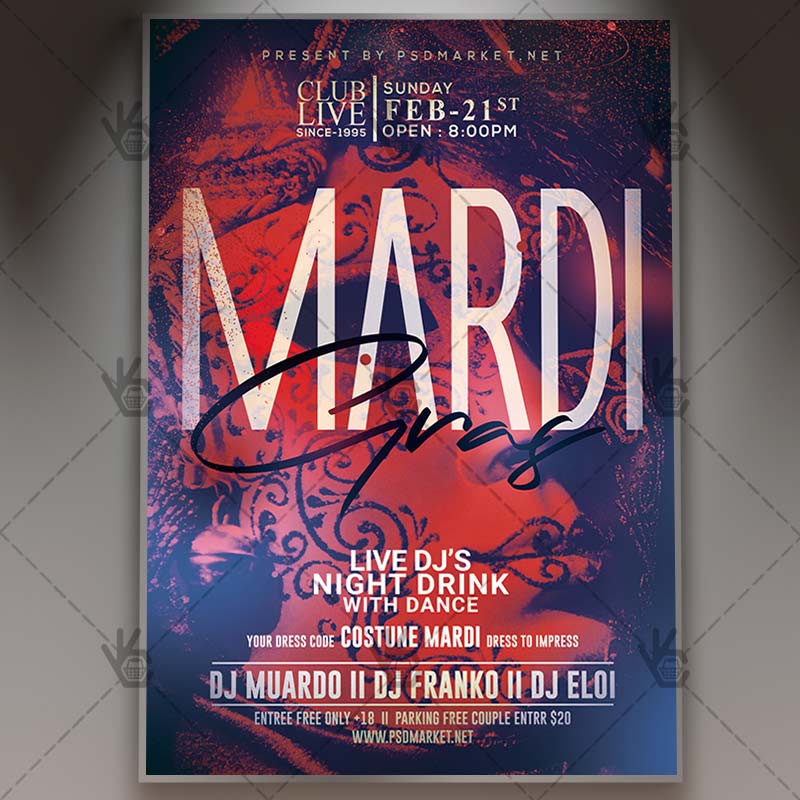 Download Mardi Gras Party Flyer - PSD Template