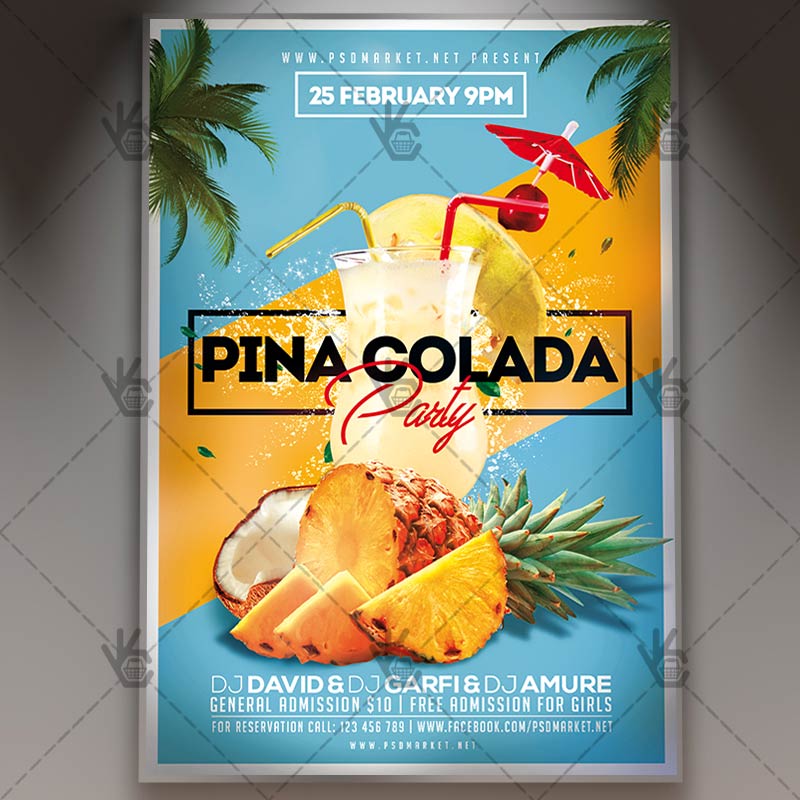 Download Pina Colada Party Flyer - PSD Template