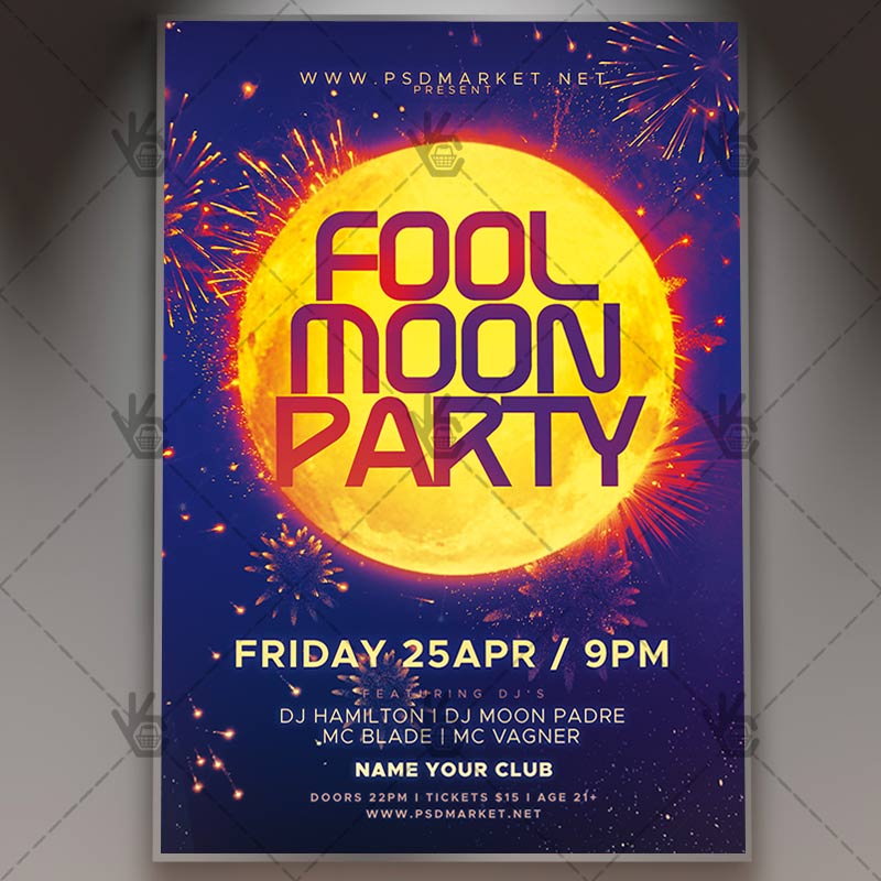 Download Full Moon Party Flyer - PSD Template